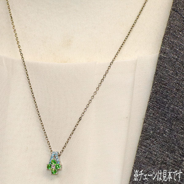 K18WG デマントイド ガーネット パライバトルマリン ダイヤモンド ペンダントトップ 0.45ct PT0.11ct D0.02ct