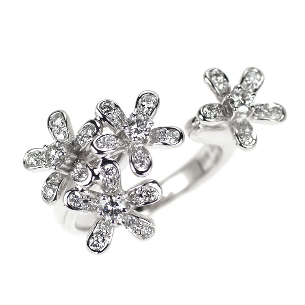 K18WG ダイヤモンド フォークリング 0.55ct フラワー