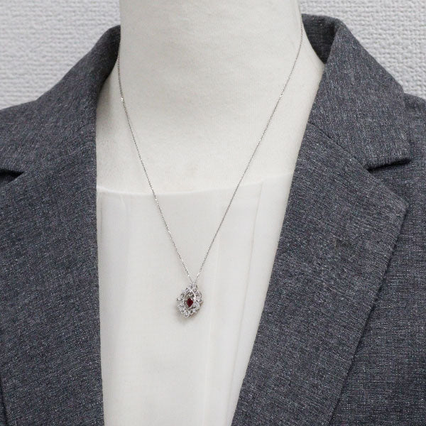 Pt900/ Pt850 ルビー ダイヤモンド ペンダントネックレス 0.215ct D0.11ct
