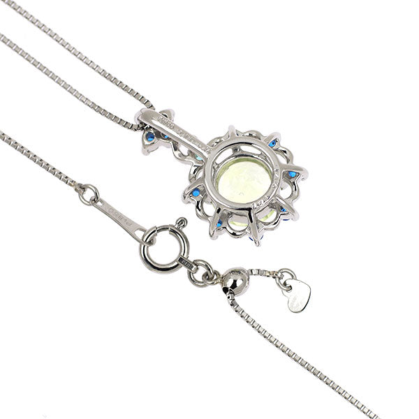 希少 Pt900/ Pt850 ハイアライトオパール アウイナイト パライバトルマリン ダイヤモンド ペンダントネックレス 0.99ct H0.14ct PT0.04ct D0.01ct