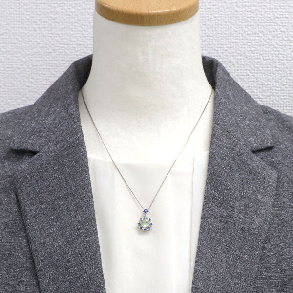 希少 Pt900/ Pt850 ハイアライトオパール アウイナイト パライバトルマリン ダイヤモンド ペンダントネックレス 0.99ct H0.14ct PT0.04ct D0.01ct
