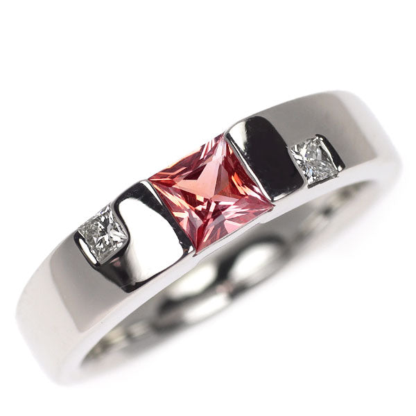 ジェムケリー 希少 Pt900 マダガスカル産非加熱パパラチア サファイア ダイヤモンド リング 0.374ct D0.09ct