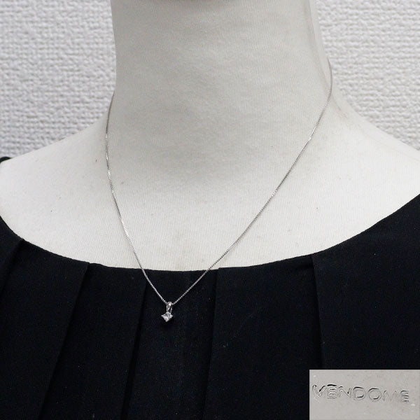 ヴァンドーム青山 Pt900/ Pt850 プリンセスカット ダイヤモンド ペンダントネックレス 0.20ct