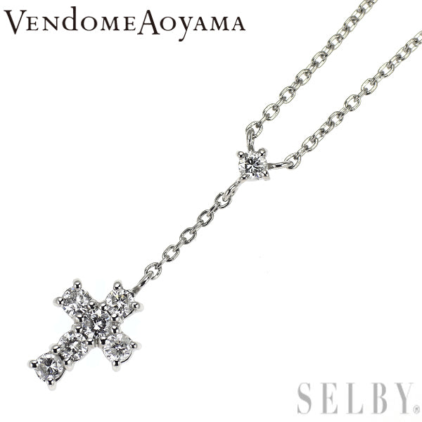 ヴァンドーム青山 Pt900/ Pt850 ダイヤモンド ペンダントネックレス Yデザイン クロス