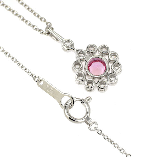 K18WG ピンクサファイア ダイヤモンド ペンダントネックレス 0.64ct D0.35ct
