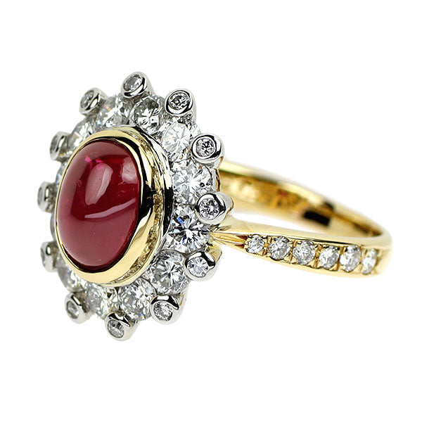 K18YG/Pt900 ルビー ダイヤモンド リング 1.55ct D1.00ct