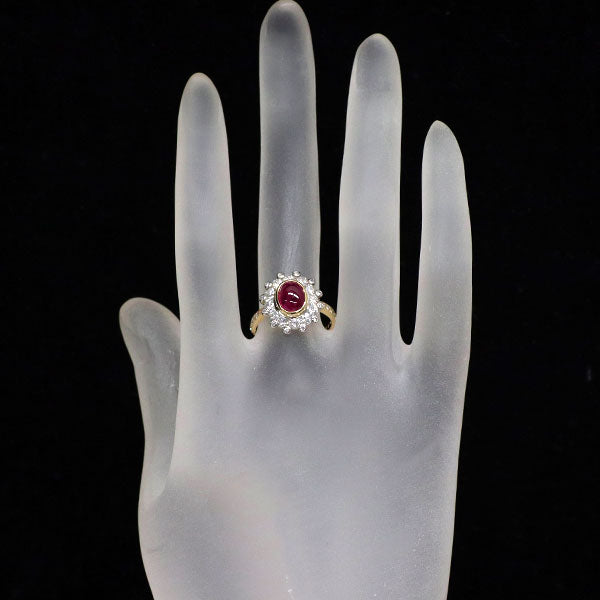 K18YG/Pt900 ルビー ダイヤモンド リング 1.55ct D1.00ct