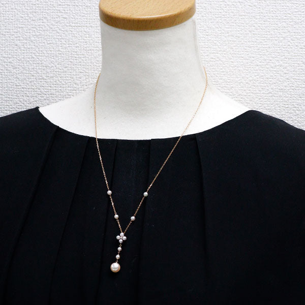 夏樹陽子/ルシオラ K18PG アコヤ真珠 ダイヤモンド ペンダントネックレス 径約3.4-8.3mm D0.02ct