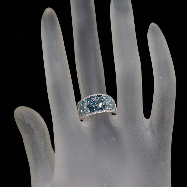 K18WG カラーレス/トリートブルー ダイヤモンド リング 1.25ct