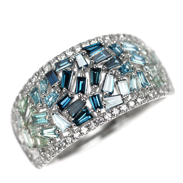 K18WG カラーレス/トリートブルー ダイヤモンド リング 1.25ct