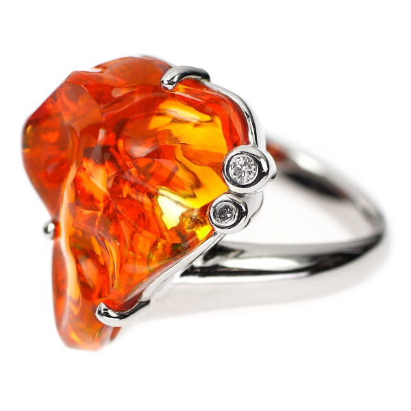Pt900 ファイアーオパール ダイヤモンド リング 6.23ct D0.03ct