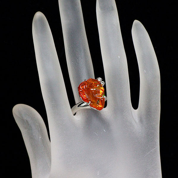 Pt900 ファイアーオパール ダイヤモンド リング 6.23ct D0.03ct