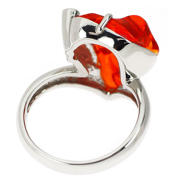 Pt900 ファイアーオパール ダイヤモンド リング 6.23ct D0.03ct