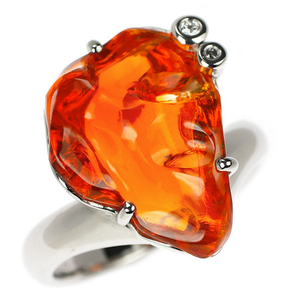 Pt900 ファイアーオパール ダイヤモンド リング 6.23ct D0.03ct