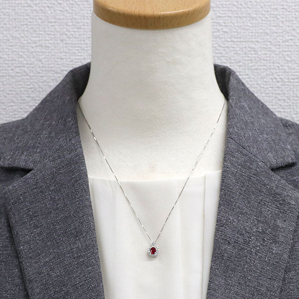 Pt900/ Pt850 ルビー ダイヤモンド ペンダントネックレス 0.41ct D0.25ct