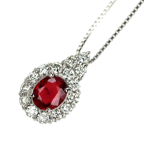 Pt900/ Pt850 ルビー ダイヤモンド ペンダントネックレス 0.41ct D0.25ct