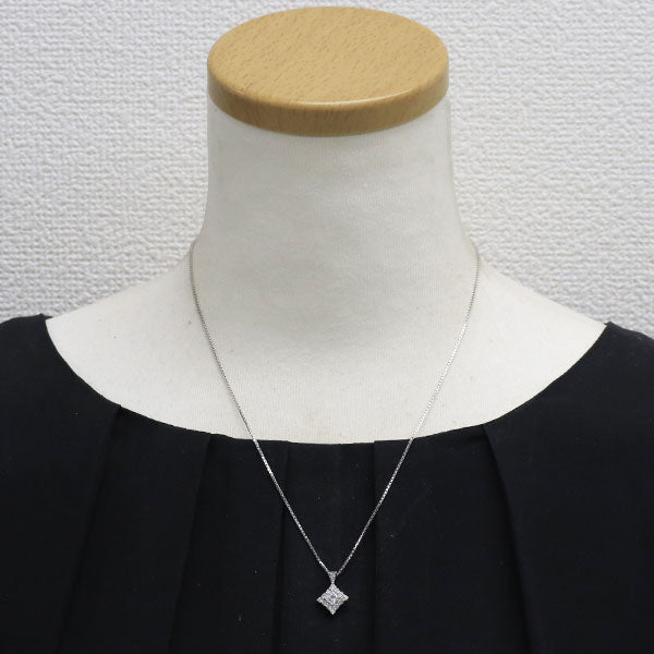 Pt950/Pt850 プリンセスカット ダイヤモンド ペンダントネックレス 0.31ct D IF D0.35ct