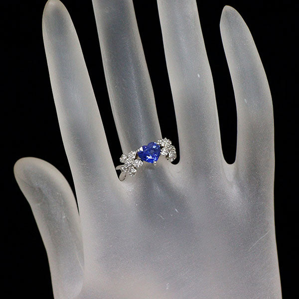 ポンテヴェキオ K18WG ハートシェイプ サファイア ダイヤモンド リング 1.35ct D0.36ct フラワー