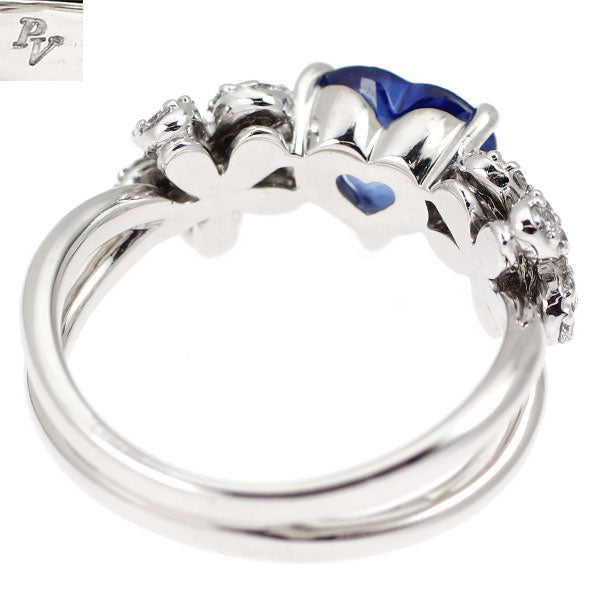 ポンテヴェキオ K18WG ハートシェイプ サファイア ダイヤモンド リング 1.35ct D0.36ct フラワー