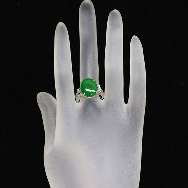 Pt900 翡翠 ダイヤモンド リング 5.587ct D0.70ct
