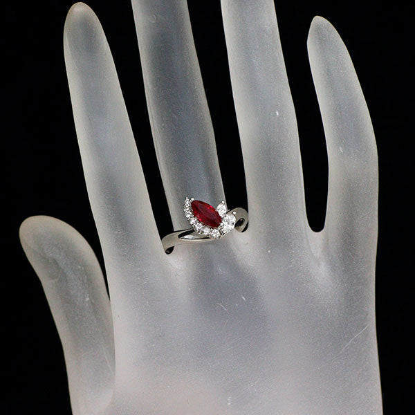 Pt900 ルビー ダイヤモンド リング 1.09ct D0.40ct
