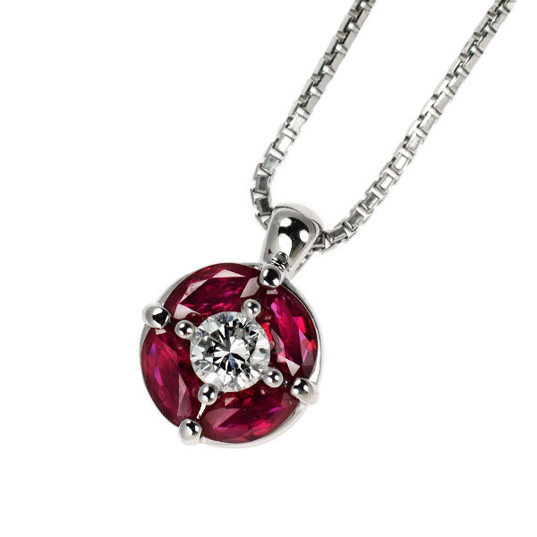 Pt900/ Pt850 ダイヤモンド ルビー ペンダントネックレス 0.20ct R0.90ct