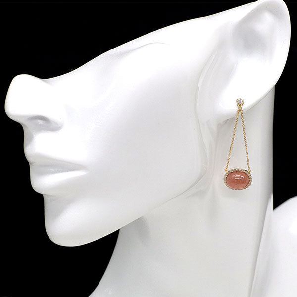 K18YG ロードクロサイト ダイヤモンド ピアス 6.87ct D0.38ct