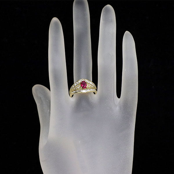 K18YG ルビー ダイヤモンド リング 0.83ct D0.90ct