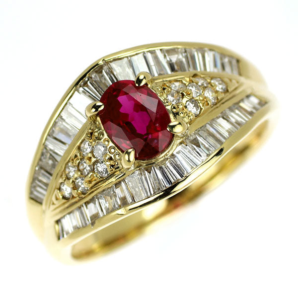 K18YG ルビー ダイヤモンド リング 0.83ct D0.90ct