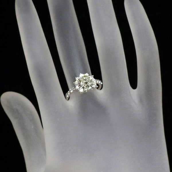Pt900 ハーフムーンカット ダイヤモンド リング 0.926ct D0.75ct