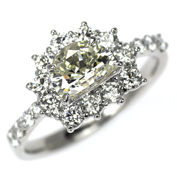 Pt900 ハーフムーンカット ダイヤモンド リング 0.926ct D0.75ct