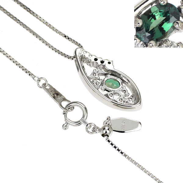希少 K18WG アレキサンドライト ダイヤモンド ペンダントネックレス 0.17ct D0.11ct