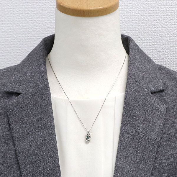 希少 K18WG アレキサンドライト ダイヤモンド ペンダントネックレス 0.17ct D0.11ct