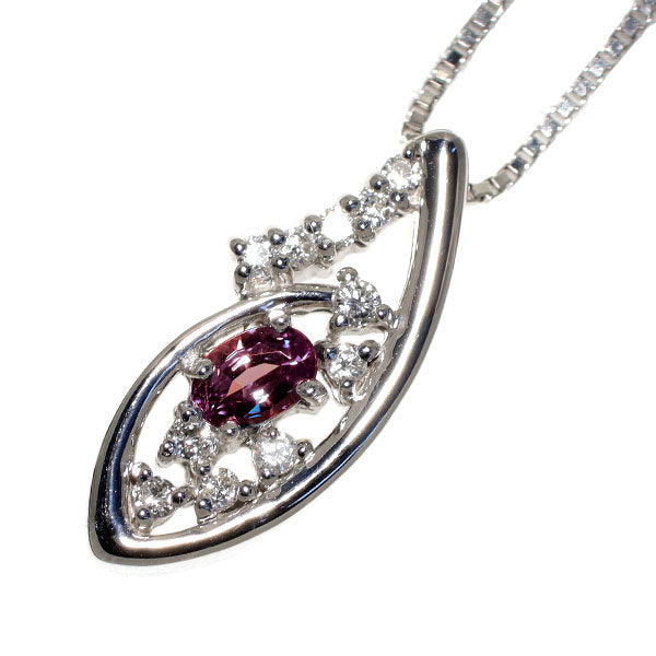 希少 K18WG アレキサンドライト ダイヤモンド ペンダントネックレス 0.17ct D0.11ct