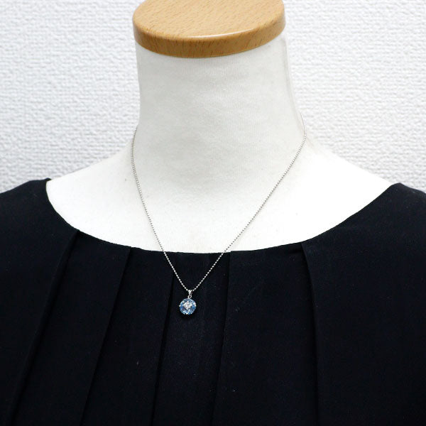 Pt900/Pt850 ダイヤモンド アクアマリン ペンダントネックレス 0.21ct AQ0.81ct