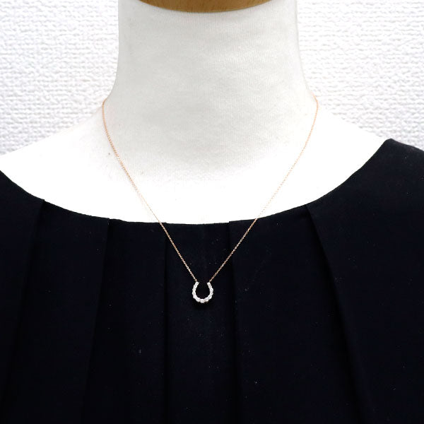 K18PG ダイヤモンド ペンダントネックレス 0.30ct 馬蹄