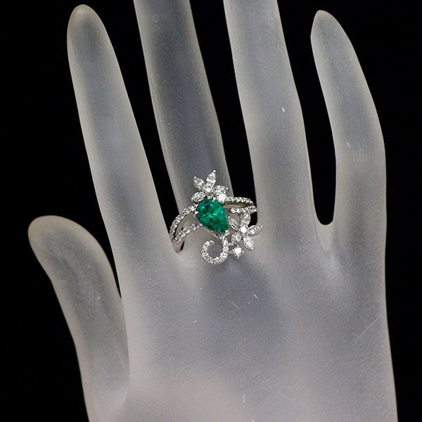 K18WG エメラルド ダイヤモンド リング 1.01ct D1.72ct