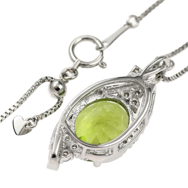 Pt900/ Pt850 ペリドット ダイヤモンド ペンダントネックレス 5.30ct D0.34ct