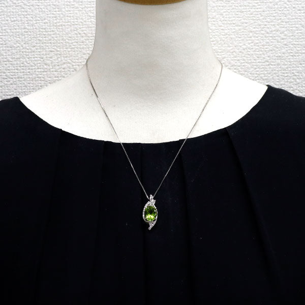 Pt900/ Pt850 ペリドット ダイヤモンド ペンダントネックレス 5.30ct D0.34ct