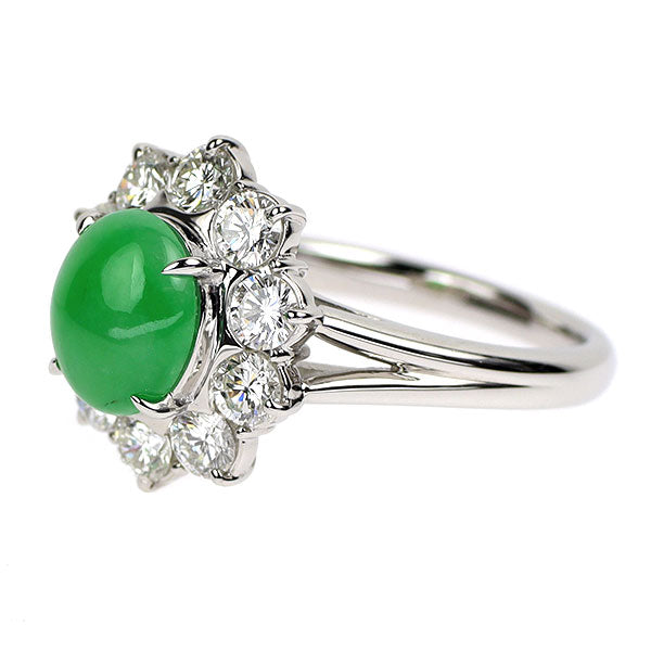 Pt900 翡翠 ダイヤモンド リング D0.98ct
