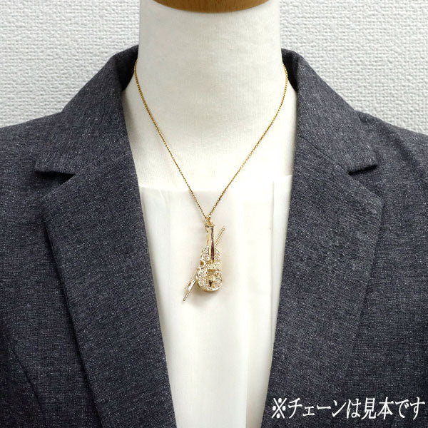 K18YG ダイヤモンド ルビー ブローチ兼ペンダントトップ 0.55ct R0.66ct バイオリン