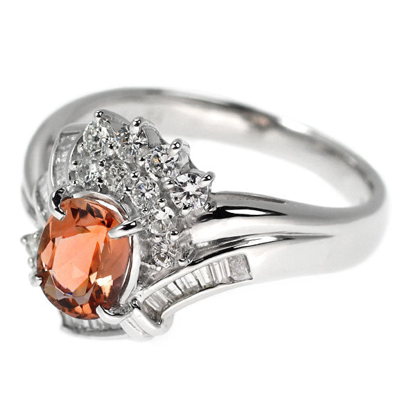 Pt900 シェリーピンクインペリアルトパーズ ダイヤモンド リング 1.21ct D0.61ct
