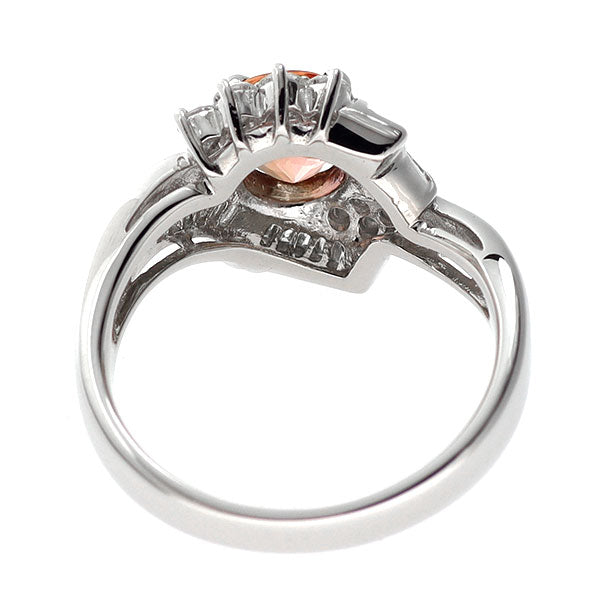 Pt900 シェリーピンクインペリアルトパーズ ダイヤモンド リング 1.21ct D0.61ct