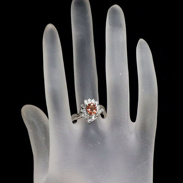 Pt900 シェリーピンクインペリアルトパーズ ダイヤモンド リング 1.21ct D0.61ct