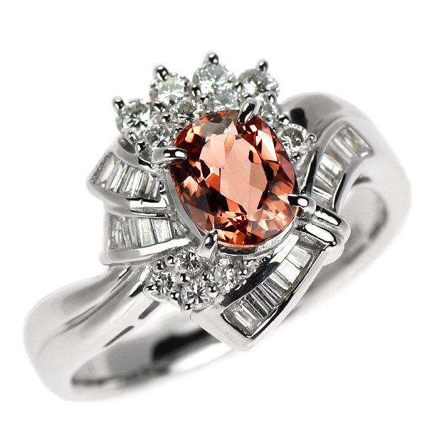 Pt900 シェリーピンクインペリアルトパーズ ダイヤモンド リング 1.21ct D0.61ct