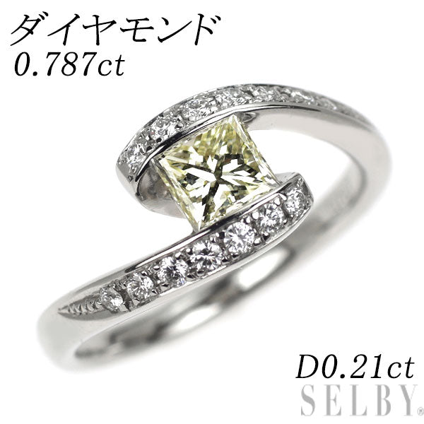 Pt900 ダイヤモンド リング 0.787ct D0.21ct