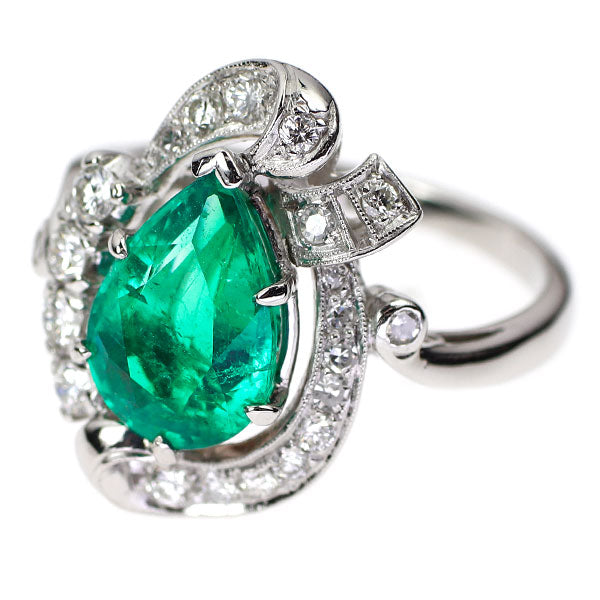 ミキモト Pt900 コロンビア産(F1) エメラルド ダイヤモンド リング 1.75ct 《セルビー銀座店》【中古】