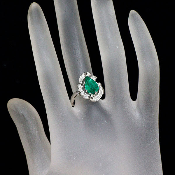 ミキモト Pt900 コロンビア産(F1) エメラルド ダイヤモンド リング 1.75ct 《セルビー銀座店》【中古】