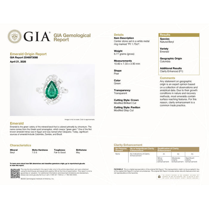 ミキモト Pt900 コロンビア産(F1) エメラルド ダイヤモンド リング 1.75ct 《セルビー銀座店》【中古】