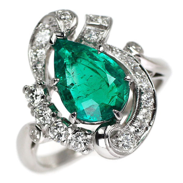 ミキモト Pt900 コロンビア産(F1) エメラルド ダイヤモンド リング 1.75ct 《セルビー銀座店》【中古】